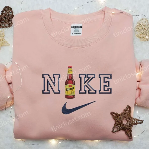 Shiner Beer x Nike Embroidered Sweatshirt, Favorite Drink Embroidered Shirt, Nike Inspired Embroidered Shirt