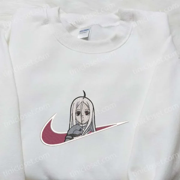 Shiro x Swoosh Anime Embroidered Hoodie, Deadman Wonderland Embroidered Sweatshirt, Custom Embroidered Hoodie
