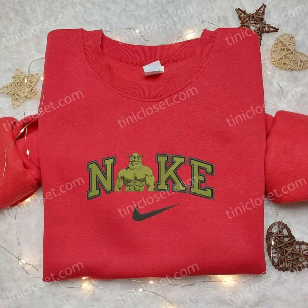 Shrek x Nike Embroidered Sweatshirt, Disney Characters Embroidered Sweatshirt, Custom Embroidered Hoodie