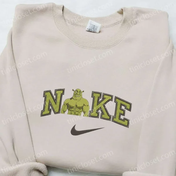 Shrek x Nike Embroidered Sweatshirt, Disney Characters Embroidered Sweatshirt, Custom Embroidered Hoodie