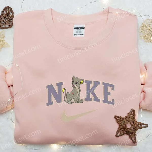 Silver Nala x Nike Embroidered Shirt, Disney The Lion King Embroidered Hoodie, Nike Inspired Embroidered Sweatshirt