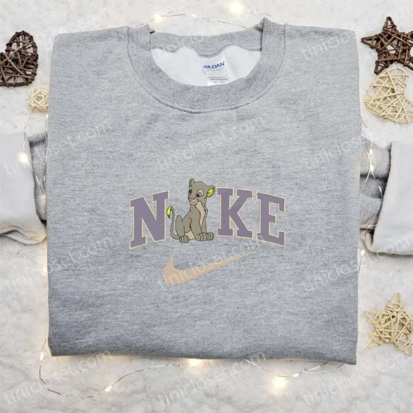 Silver Nala x Nike Embroidered Shirt, Disney The Lion King Embroidered Hoodie, Nike Inspired Embroidered Sweatshirt