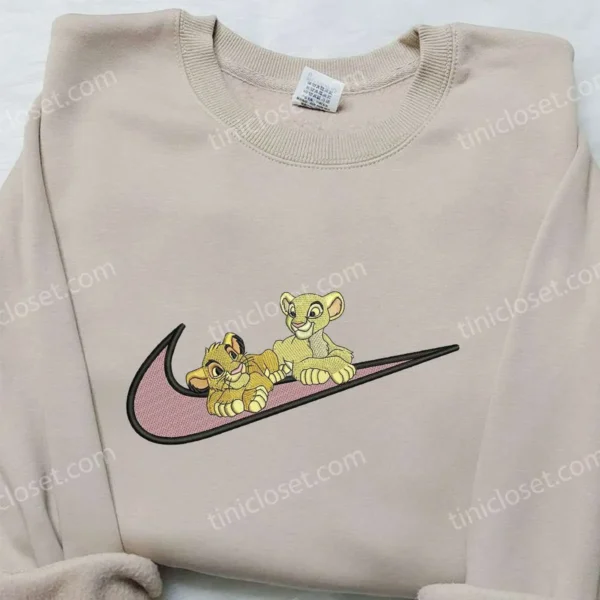Simba and Nala x Nike Embroidered Sweatshirt, The Lion King Disney Embroidered Shirt, Nike Inspired Embroidered Shirt