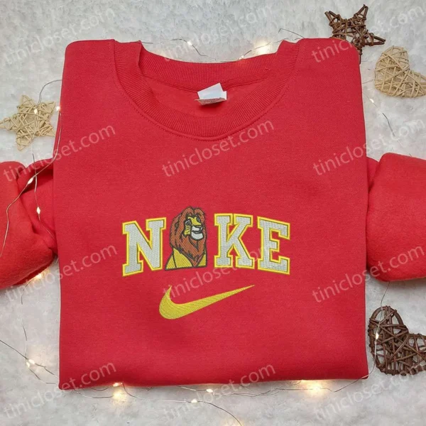 Simba x Nike Embroidered Shirt, Disney Lion King Embroidered Hoodie, Nike Inspired Embroidered Sweatshirt