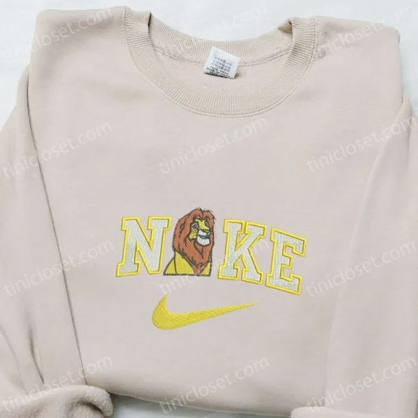Simba x Nike Embroidered Shirt, Disney Lion King Embroidered Hoodie, Nike Inspired Embroidered Sweatshirt