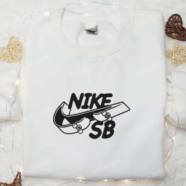 Skateboard x Swoosh Embroidered Sweatshirt, Nike Inspired Embroidered Shirt, Best Gift Ideas for Family