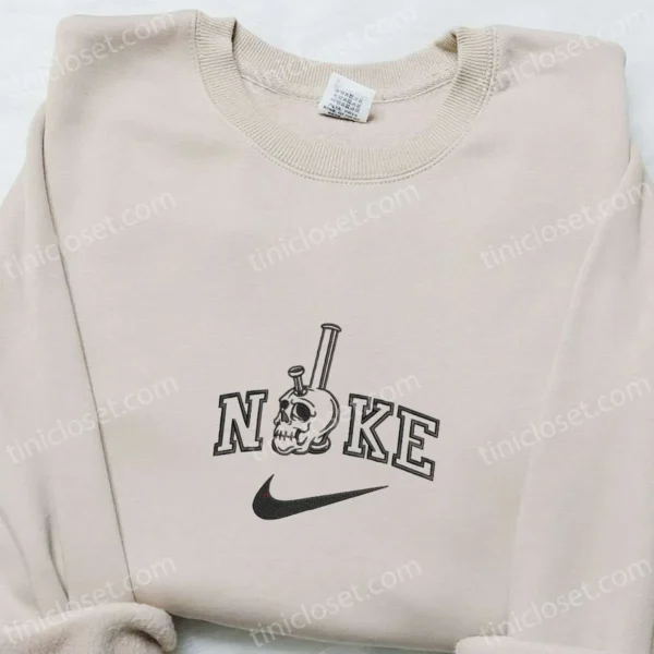 Skull Smoking Pipe x Nike Embroidered Shirt, Nike Inspired Embroidered Hoodie, Best Gifts For Family