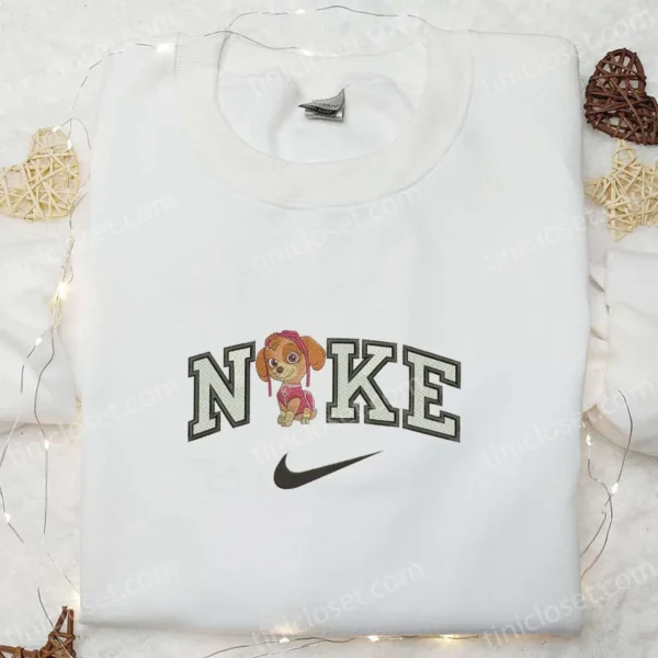 Skye x Nike Cartoon Embroidered Sweatshirt, Paw Patrol Embroidered Shirt, Best Gift Ideas for Family