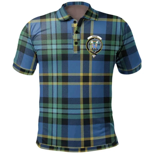 Scottish Hope Clan Crest Tartan Polo Shirt, Long Polo, Zipper Polo