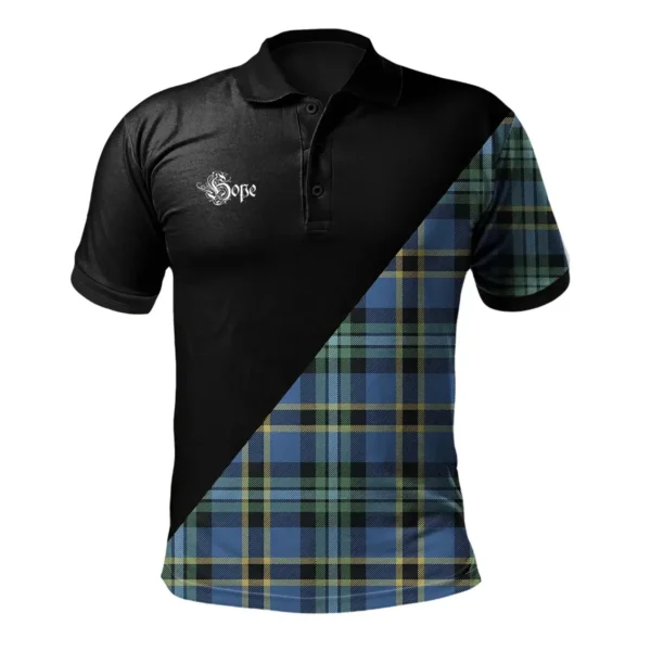 Scottish Hope Clan Crest Tartan Polo Shirt, Long Polo, Zipper Polo - Military Logo