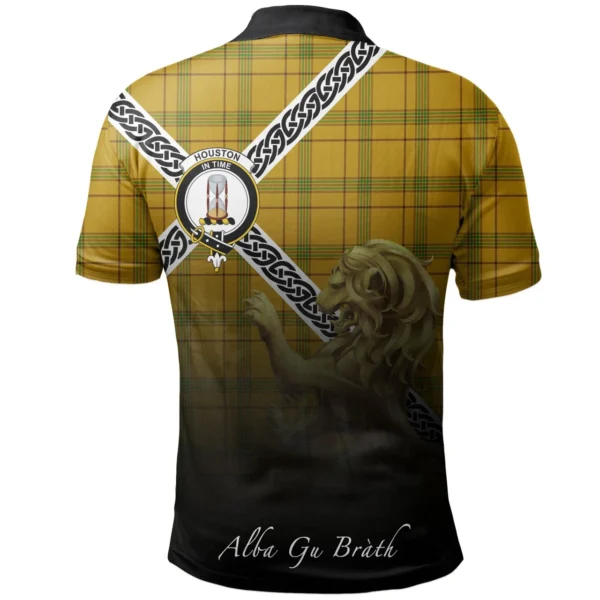 Scottish Houston Clan Crest Tartan Polo Shirt, Long Polo, Zipper Polo - Celtic with Scotland Lion