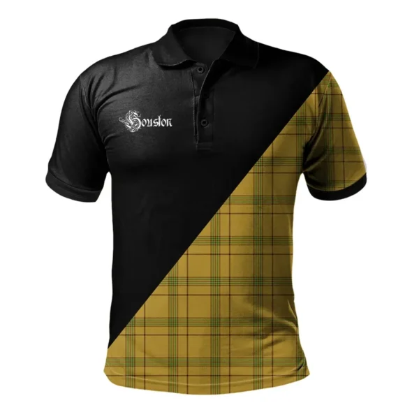 Scottish Houston Clan Crest Tartan Polo Shirt, Long Polo, Zipper Polo - Military Logo