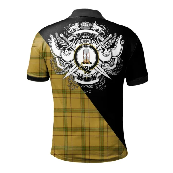 Scottish Houston Clan Crest Tartan Polo Shirt, Long Polo, Zipper Polo - Military Logo