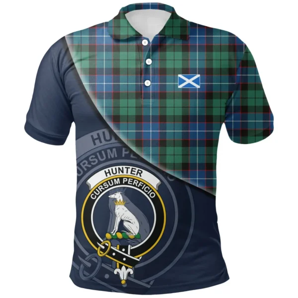 Scottish Hunter Ancient Clan Crest Tartan Polo Shirt, Long Polo, Zipper Polo - Bend Style