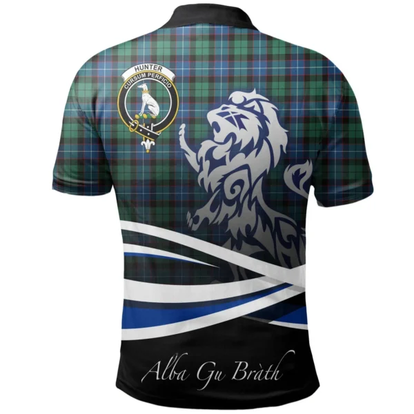 Scottish Hunter Ancient Clan Crest Tartan Polo Shirt, Long Polo, Zipper Polo - Scotland Lion