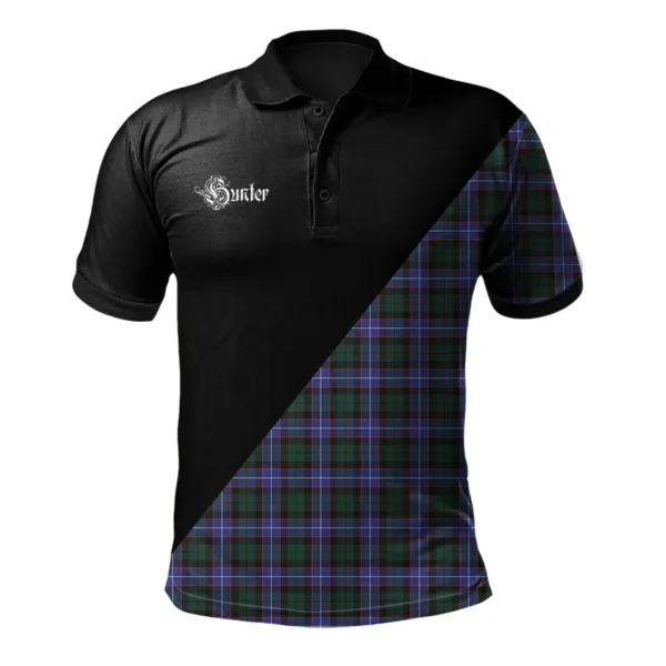 Scottish Hunter Modern Clan Crest Tartan Polo Shirt, Long Polo, Zipper Polo - Military Logo