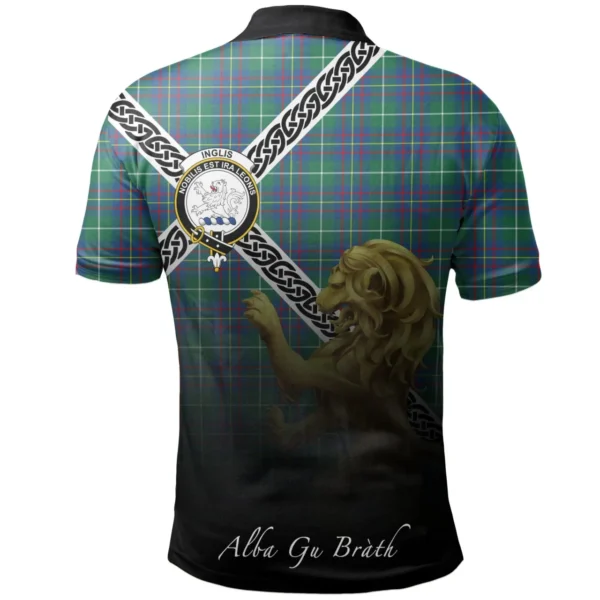 Scottish Inglis Ancient Clan Crest Tartan Polo Shirt, Long Polo, Zipper Polo - Celtic with Scotland Lion