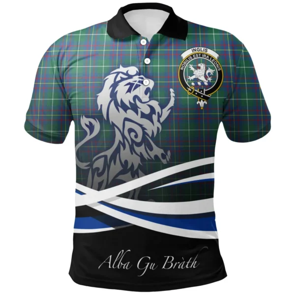 Scottish Inglis Ancient Clan Crest Tartan Polo Shirt, Long Polo, Zipper Polo - Scotland Lion