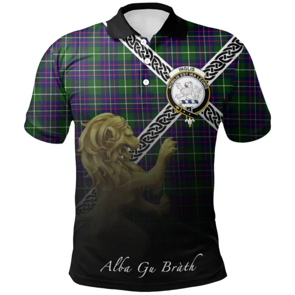 Scottish Inglis Modern Clan Crest Tartan Polo Shirt, Long Polo, Zipper Polo - Celtic with Scotland Lion
