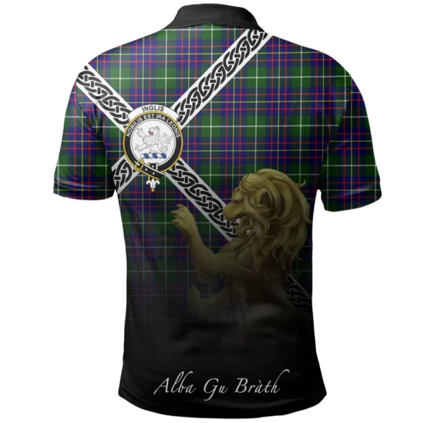 Scottish Inglis Modern Clan Crest Tartan Polo Shirt, Long Polo, Zipper Polo - Celtic with Scotland Lion