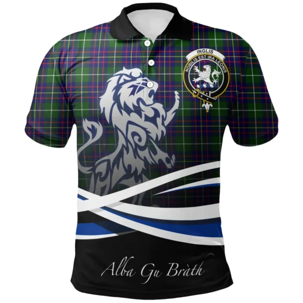 Scottish Inglis Modern Clan Crest Tartan Polo Shirt, Long Polo, Zipper Polo - Scotland Lion
