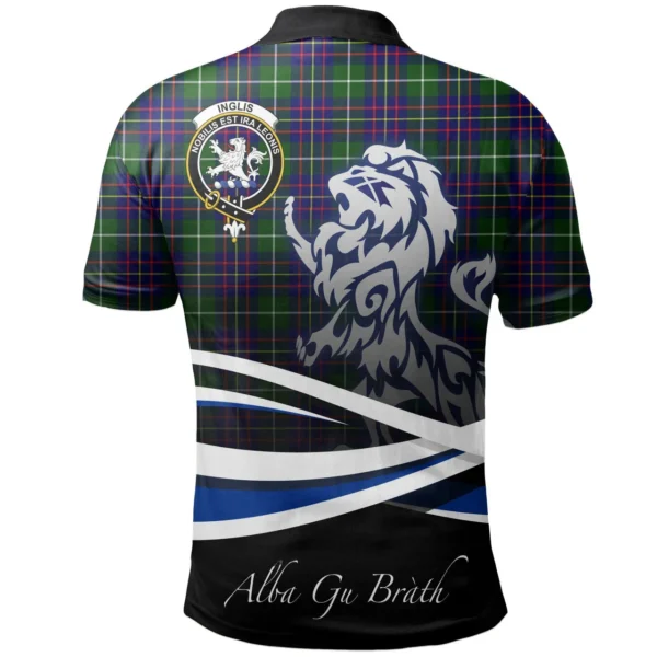 Scottish Inglis Modern Clan Crest Tartan Polo Shirt, Long Polo, Zipper Polo - Scotland Lion