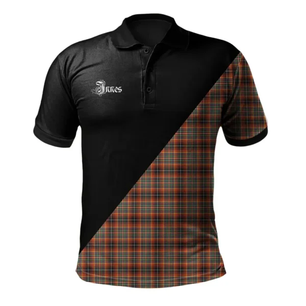 Scottish Innes Ancient Clan Crest Tartan Polo Shirt, Long Polo, Zipper Polo - Military Logo