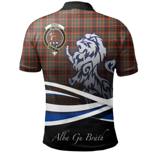 Scottish Innes Ancient Clan Crest Tartan Polo Shirt, Long Polo, Zipper Polo - Scotland Lion