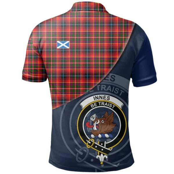 Scottish Innes Modern Clan Crest Tartan Polo Shirt, Long Polo, Zipper Polo - Bend Style