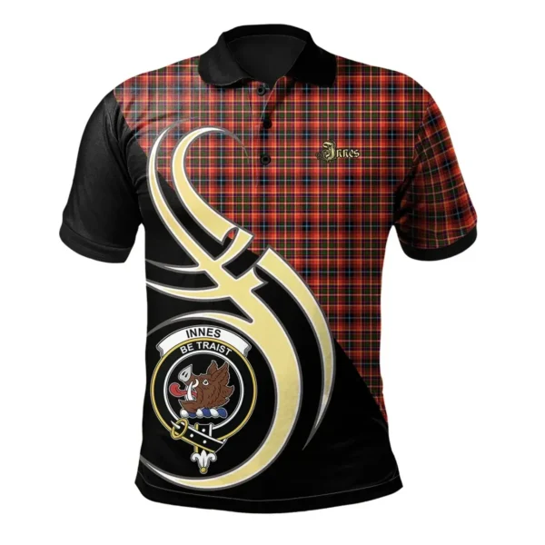 Scottish Innes Modern Clan Crest Tartan Polo Shirt, Long Polo, Zipper Polo Believe in Me