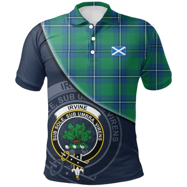 Scottish Irvine Ancient Clan Crest Tartan Polo Shirt, Long Polo, Zipper Polo - Bend Style
