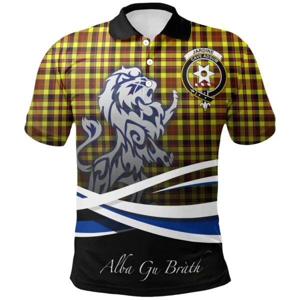 Scottish Jardine Clan Crest Tartan Polo Shirt, Long Polo, Zipper Polo - Scotland Lion