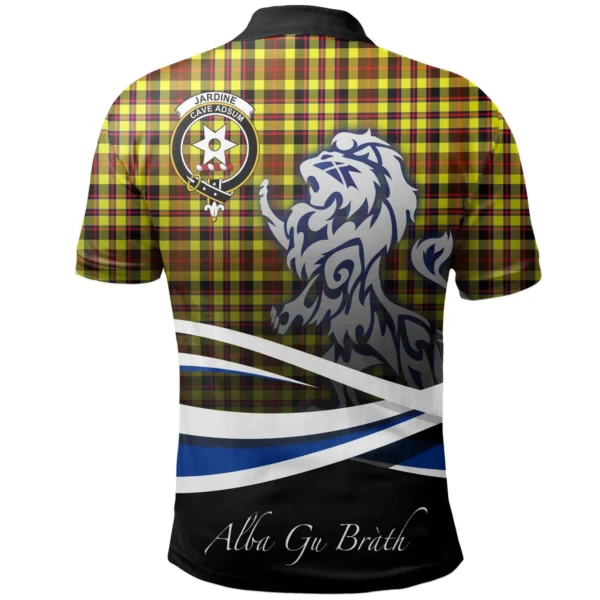 Scottish Jardine Clan Crest Tartan Polo Shirt, Long Polo, Zipper Polo - Scotland Lion