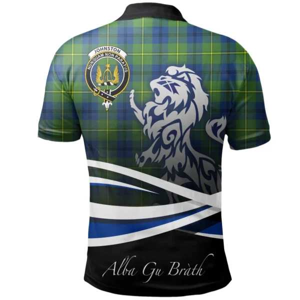 Scottish Johnston Ancient Clan Crest Tartan Polo Shirt, Long Polo, Zipper Polo - Scotland Lion