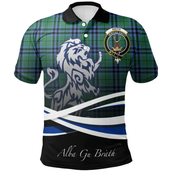 Scottish Keith Ancient Clan Crest Tartan Polo Shirt, Long Polo, Zipper Polo - Scotland Lion