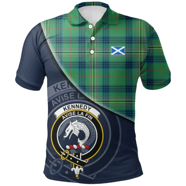 Scottish Kennedy Ancient Clan Crest Tartan Polo Shirt, Long Polo, Zipper Polo - Bend Style