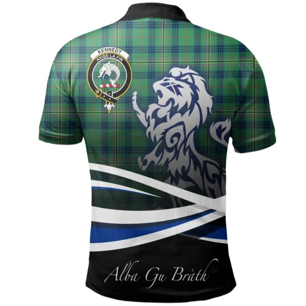 Scottish Kennedy Ancient Clan Crest Tartan Polo Shirt, Long Polo, Zipper Polo - Scotland Lion