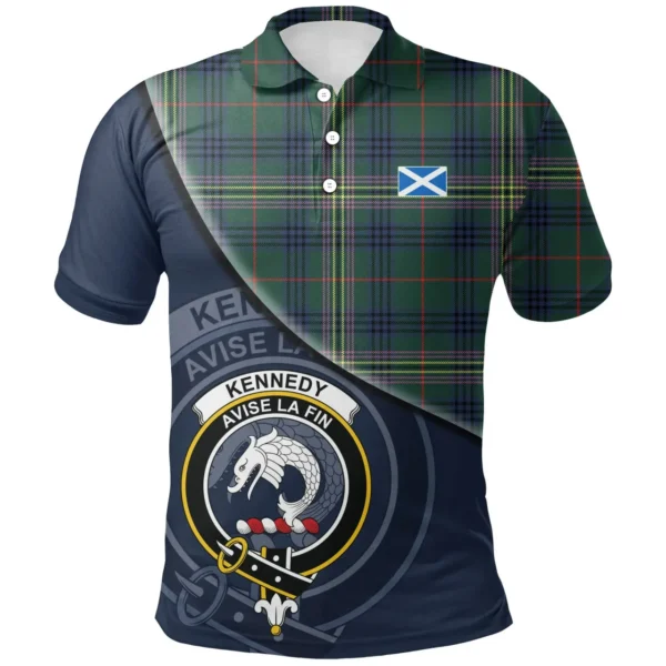Scottish Kennedy Modern Clan Crest Tartan Polo Shirt, Long Polo, Zipper Polo - Bend Style
