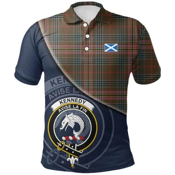 Scottish Kennedy Weathered Clan Crest Tartan Polo Shirt, Long Polo, Zipper Polo - Bend Style