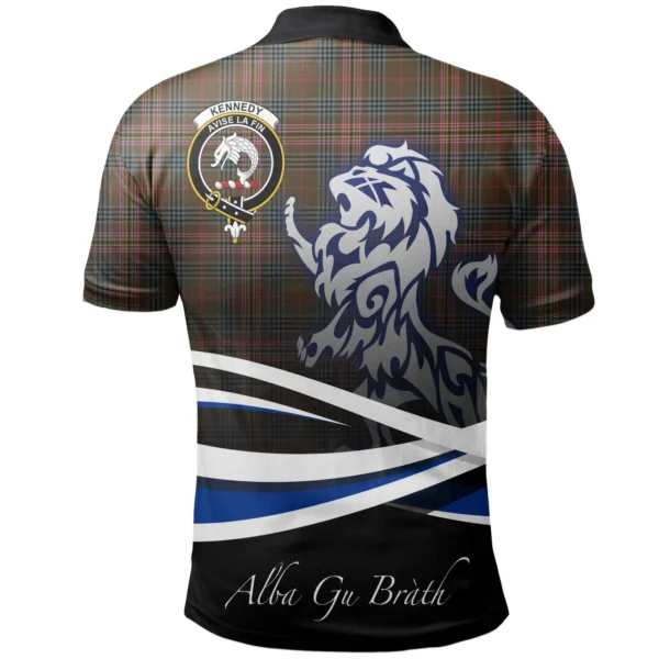Scottish Kennedy Weathered Clan Crest Tartan Polo Shirt, Long Polo, Zipper Polo - Scotland Lion
