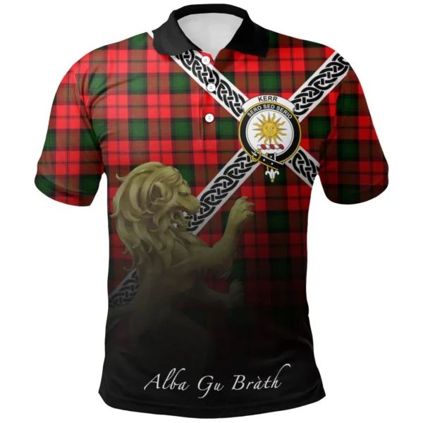 Scottish Kerr Modern Clan Crest Tartan Polo Shirt, Long Polo, Zipper Polo - Celtic with Scotland Lion