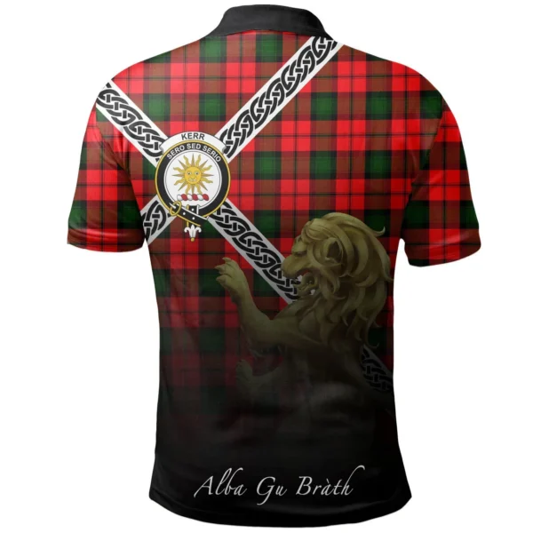 Scottish Kerr Modern Clan Crest Tartan Polo Shirt, Long Polo, Zipper Polo - Celtic with Scotland Lion