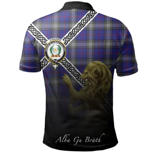 Scottish Kinnaird Clan Crest Tartan Polo Shirt, Long Polo, Zipper Polo - Celtic with Scotland Lion