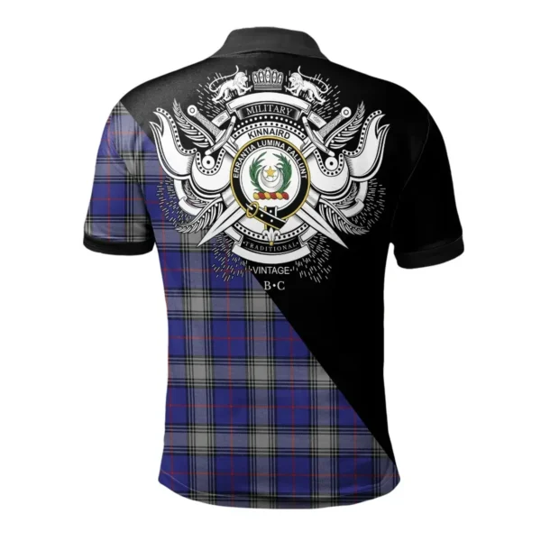 Scottish Kinnaird Clan Crest Tartan Polo Shirt, Long Polo, Zipper Polo - Military Logo