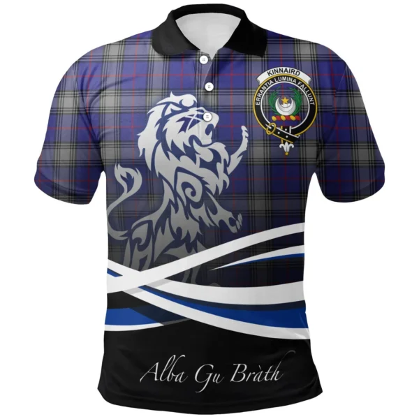 Scottish Kinnaird Clan Crest Tartan Polo Shirt, Long Polo, Zipper Polo - Scotland Lion