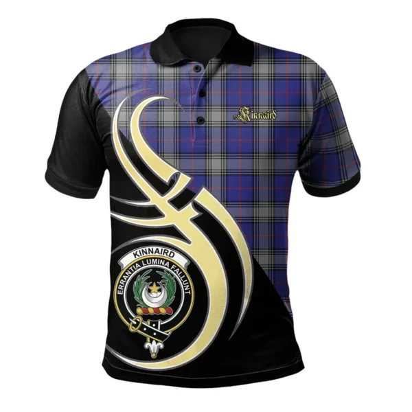 Scottish Kinnaird Clan Crest Tartan Polo Shirt, Long Polo, Zipper Polo Believe in Me