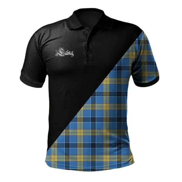Scottish Laing Clan Crest Tartan Polo Shirt, Long Polo, Zipper Polo - Military Logo