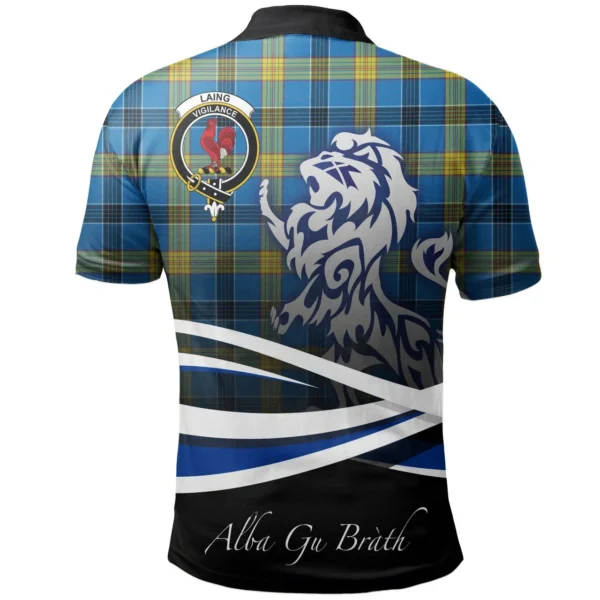 Scottish Laing Clan Crest Tartan Polo Shirt, Long Polo, Zipper Polo - Scotland Lion