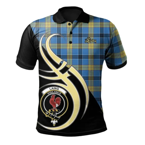 Scottish Laing Clan Crest Tartan Polo Shirt, Long Polo, Zipper Polo Believe in Me