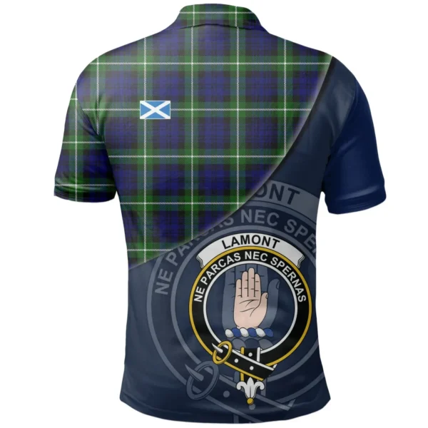 Scottish Lamont Modern Clan Crest Tartan Polo Shirt, Long Polo, Zipper Polo - Bend Style